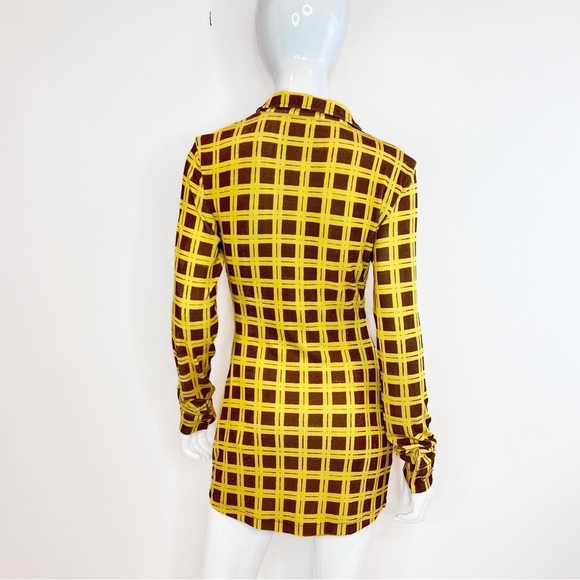 Long Sleeve Checked Button Down Mini Shirt  Dress - Picture 8 of 16